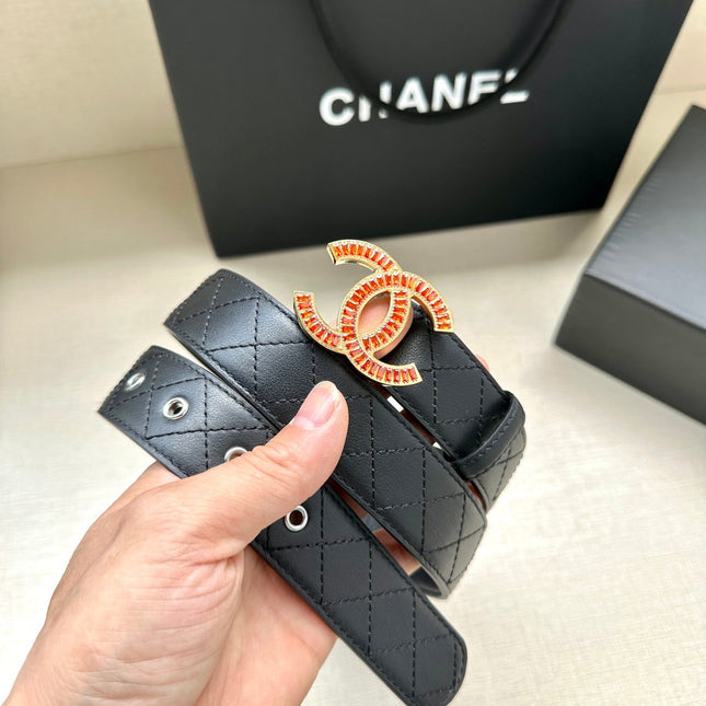 CHANEL 25S BELT 30 MM IN BLACK CALFSKIN 616961
