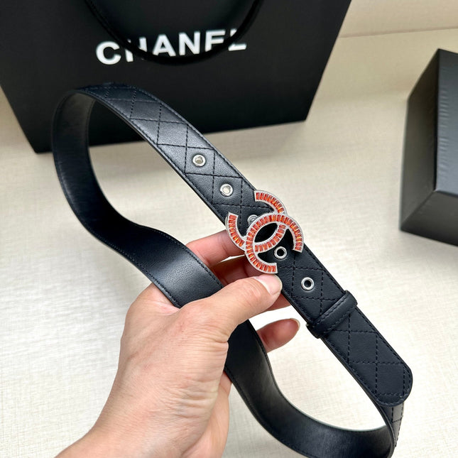CHANEL 25S BELT 30 MM IN BLACK CALFSKIN 616961