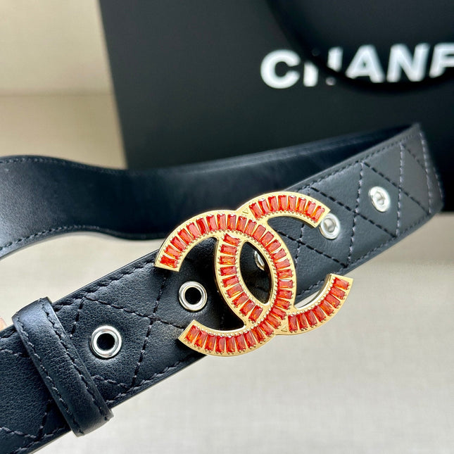 CHANEL 25S BELT 30 MM IN BLACK CALFSKIN 616961