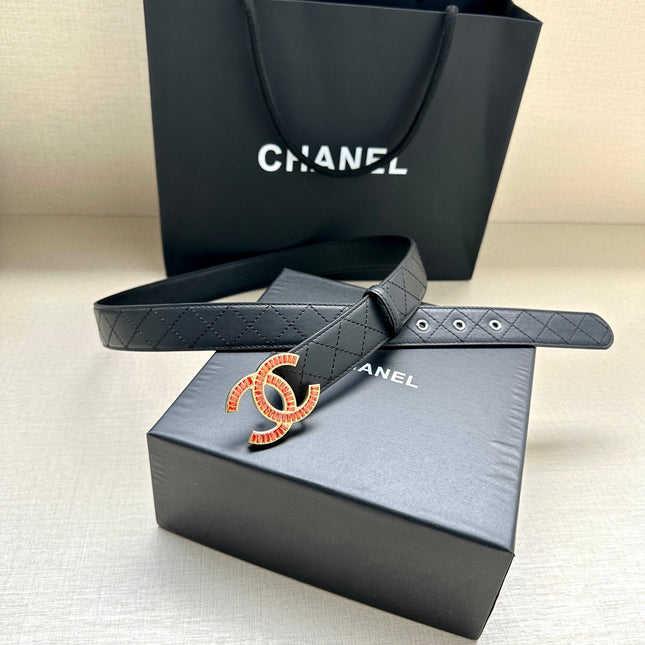 CHANEL 25S BELT 30 MM IN BLACK CALFSKIN 616961