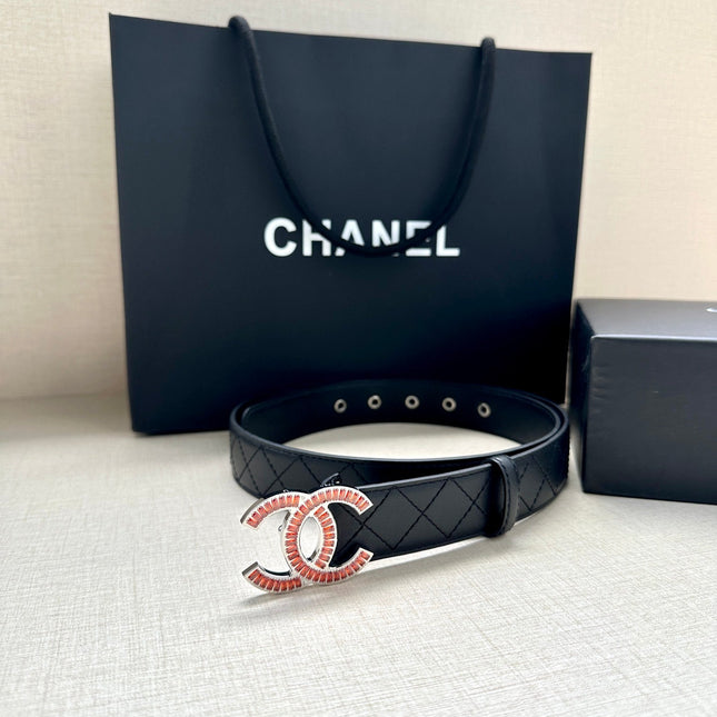 CHANEL 25S BELT 30 MM IN BLACK CALFSKIN 616961