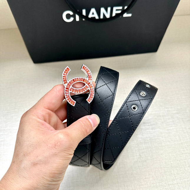 CHANEL 25S BELT 30 MM IN BLACK CALFSKIN 616961