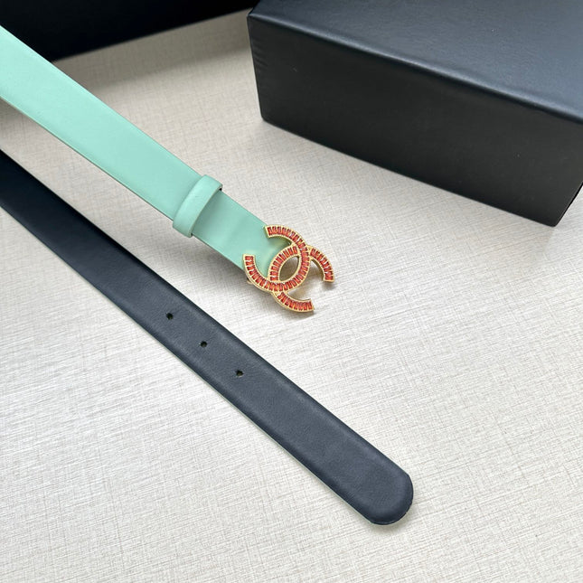 CHANEL 25S BELT 30 MM IN MINT GREEN CALFSKIN 616962