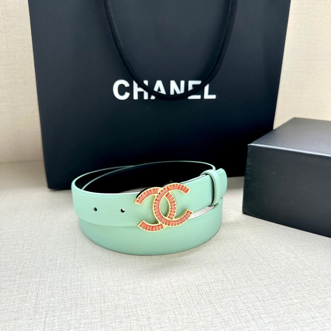 CHANEL 25S BELT 30 MM IN MINT GREEN CALFSKIN 616962