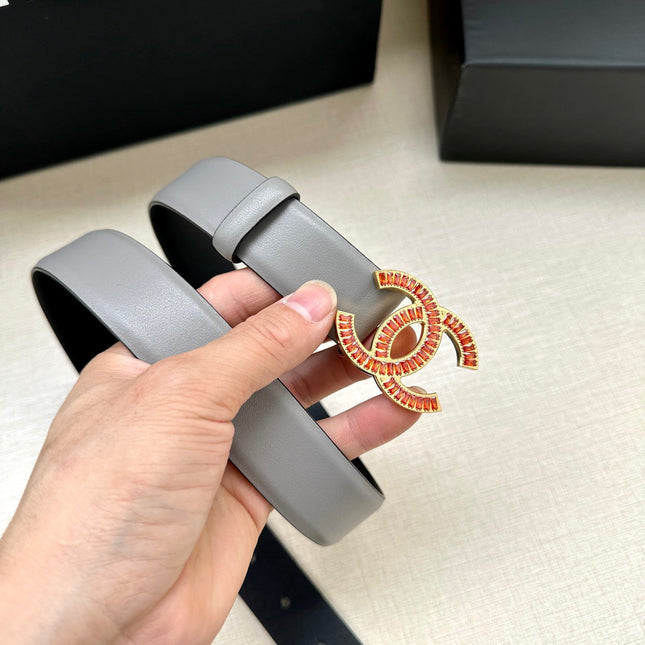 CHANEL 25S BELT 30 MM IN GREY CALFSKIN 616964