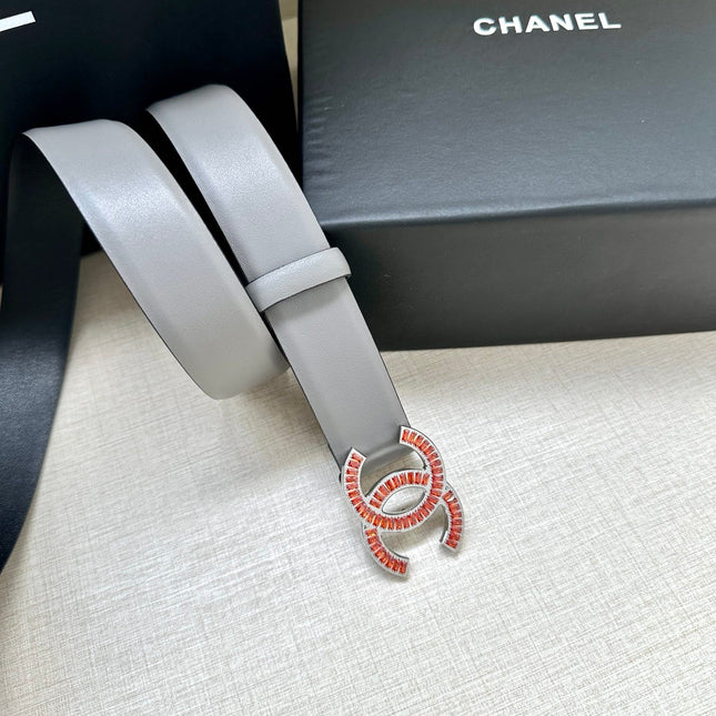 CHANEL 25S BELT 30 MM IN GREY CALFSKIN 616964
