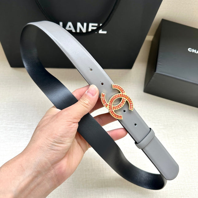 CHANEL 25S BELT 30 MM IN GREY CALFSKIN 616964