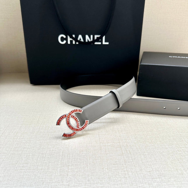 CHANEL 25S BELT 30 MM IN GREY CALFSKIN 616964