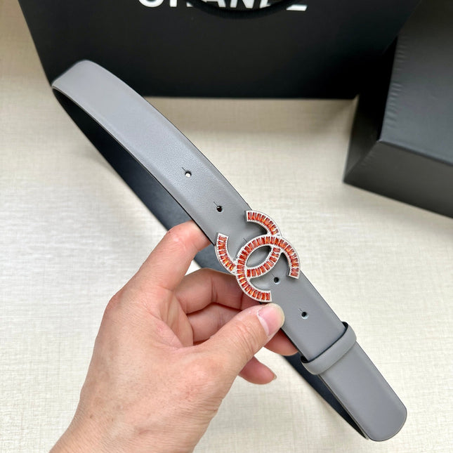 CHANEL 25S BELT 30 MM IN GREY CALFSKIN 616964