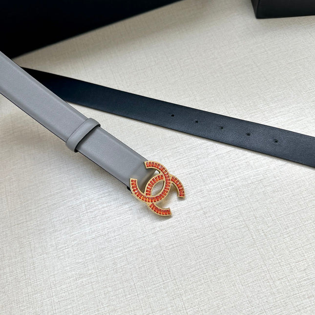 CHANEL 25S BELT 30 MM IN GREY CALFSKIN 616964