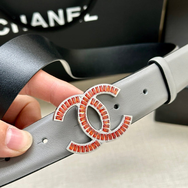 CHANEL 25S BELT 30 MM IN GREY CALFSKIN 616964