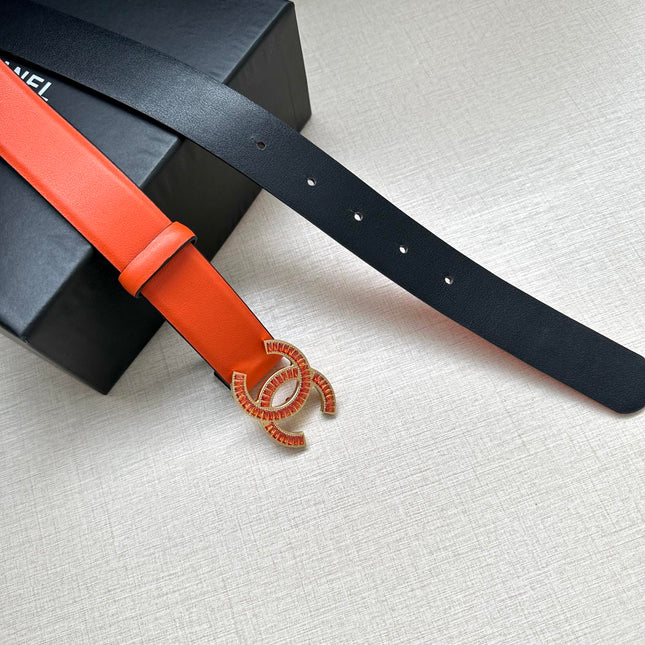 CHANEL 25S BELT 30 MM IN ORANGE CALFSKIN 616965