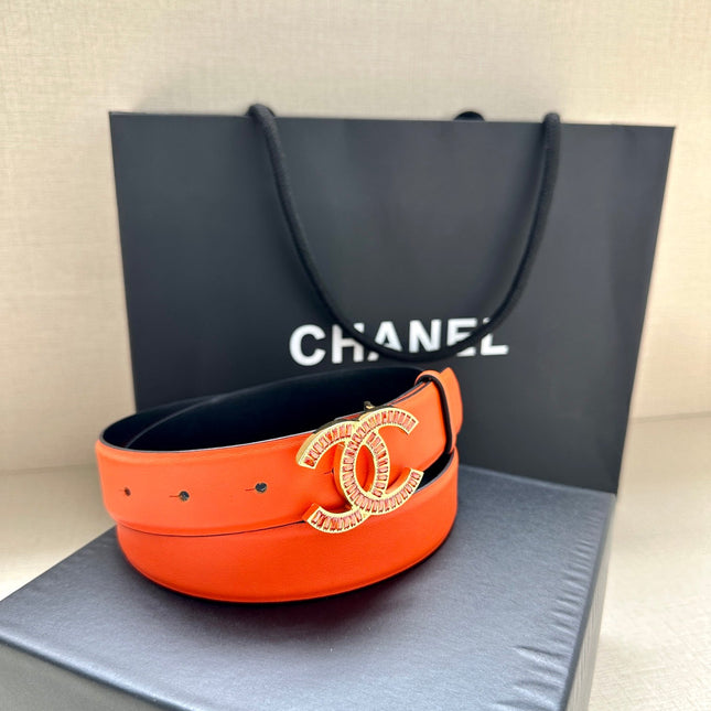 CHANEL 25S BELT 30 MM IN ORANGE CALFSKIN 616965