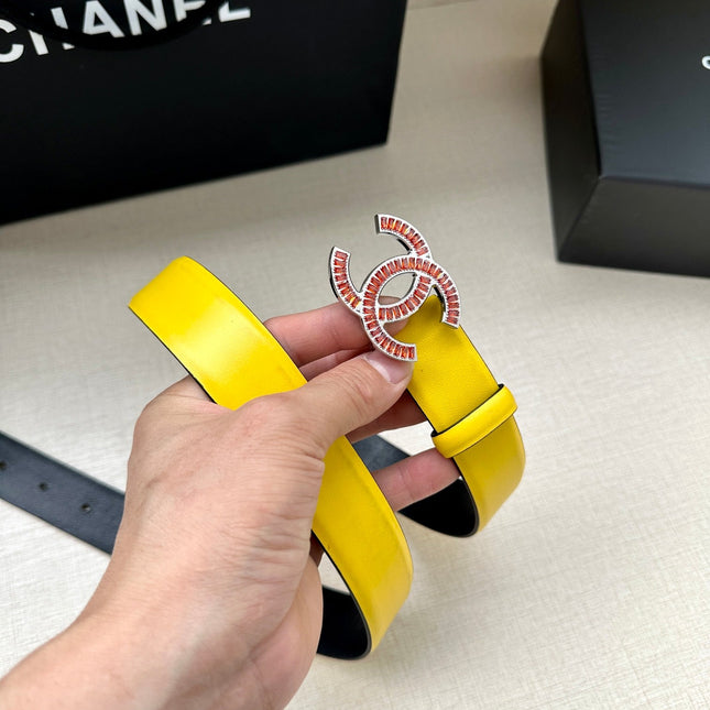 CHANEL 25S BELT 30 MM IN YELLOW CALFSKIN 616967