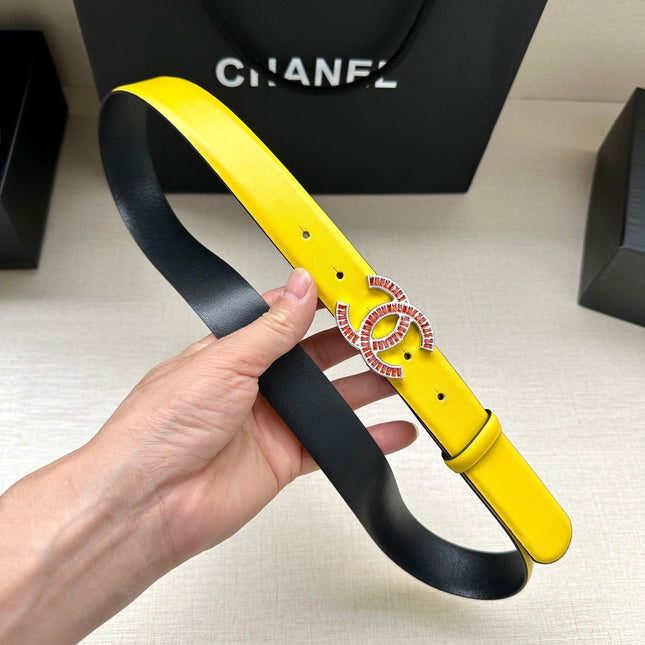 CHANEL 25S BELT 30 MM IN YELLOW CALFSKIN 616967