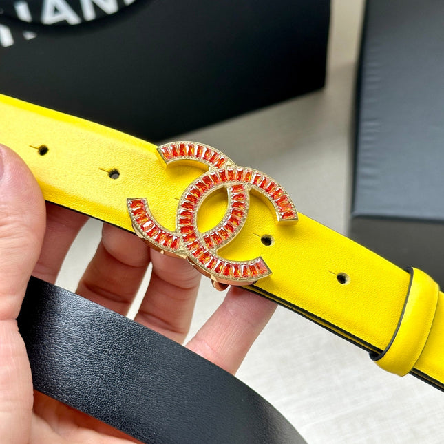 CHANEL 25S BELT 30 MM IN YELLOW CALFSKIN 616967