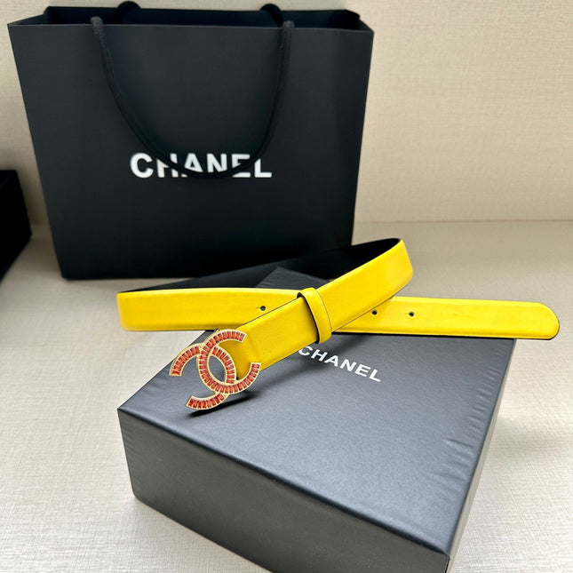 CHANEL 25S BELT 30 MM IN YELLOW CALFSKIN 616967