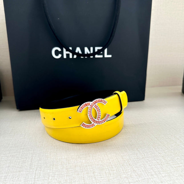 CHANEL 25S BELT 30 MM IN YELLOW CALFSKIN 616967