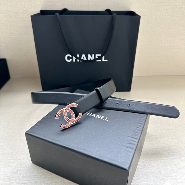 CHANEL 25S BELT 30 MM IN BLACK CALFSKIN 616968