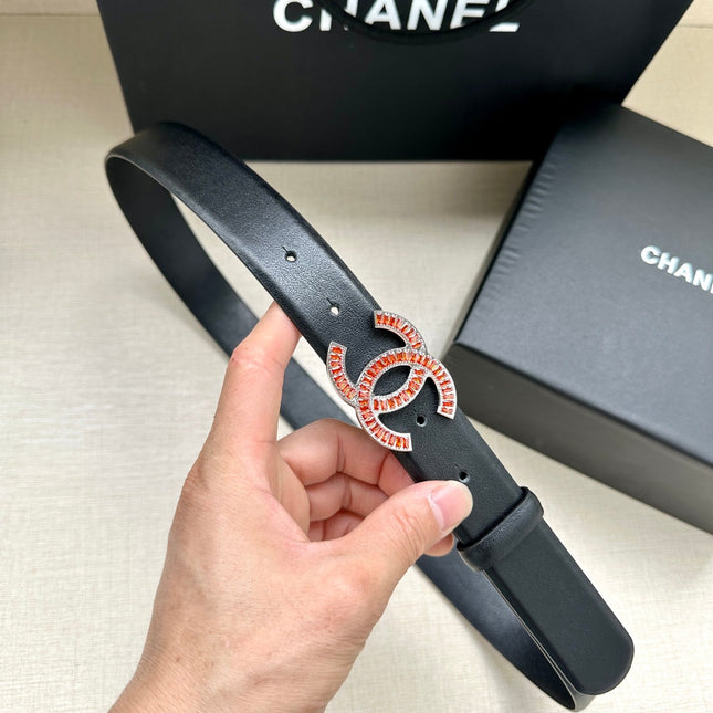 CHANEL 25S BELT 30 MM IN BLACK CALFSKIN 616968