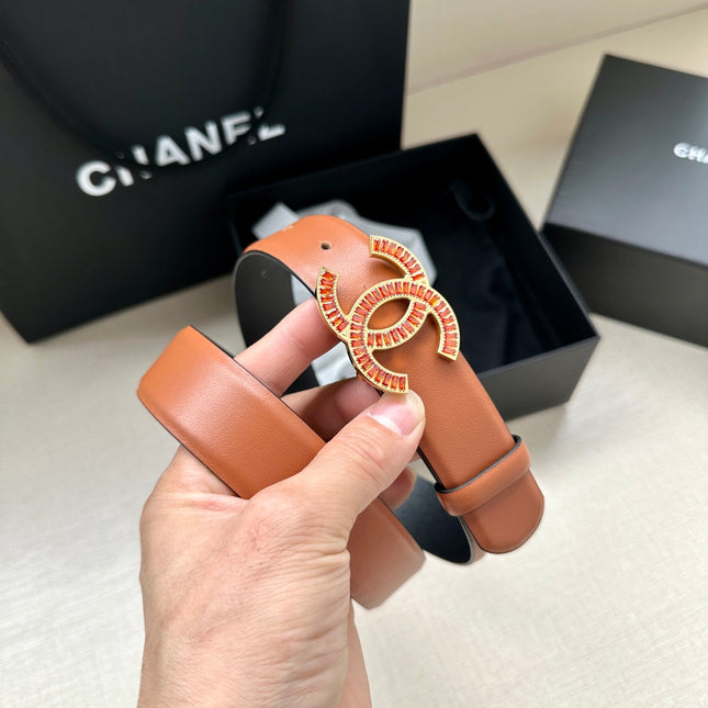 CHANEL 25S BELT 30 MM IN BROWN CALFSKIN 616969