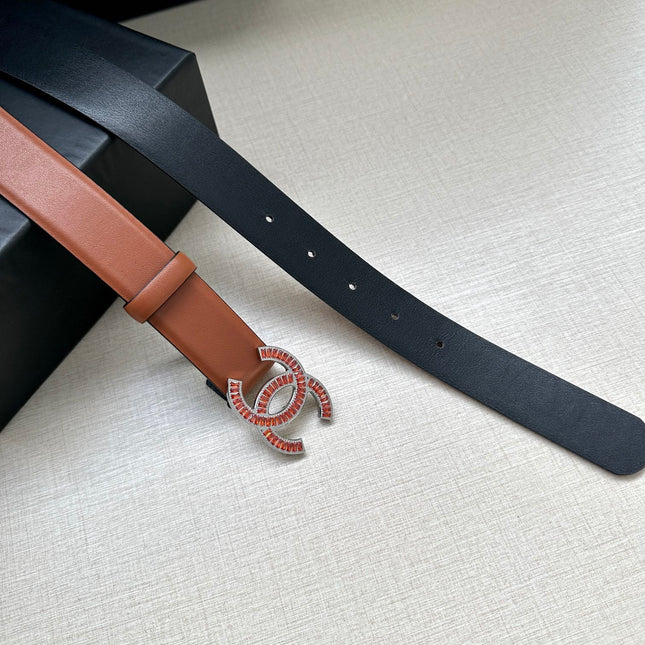 CHANEL 25S BELT 30 MM IN BROWN CALFSKIN 616969