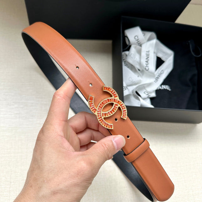 CHANEL 25S BELT 30 MM IN BROWN CALFSKIN 616969