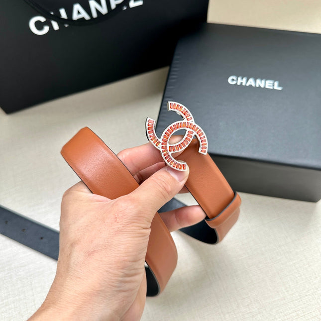 CHANEL 25S BELT 30 MM IN BROWN CALFSKIN 616969