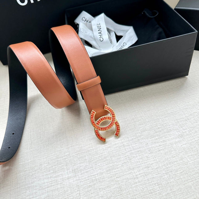 CHANEL 25S BELT 30 MM IN BROWN CALFSKIN 616969