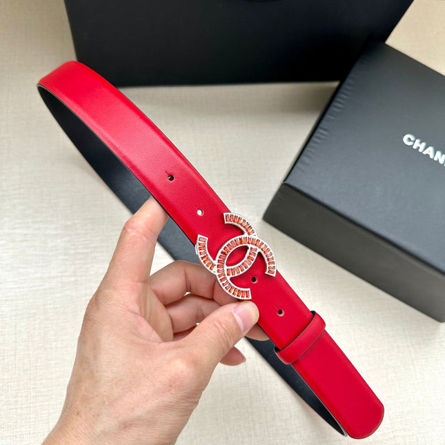 CHANEL 25S BELT 30 MM IN RED CALFSKIN 616970