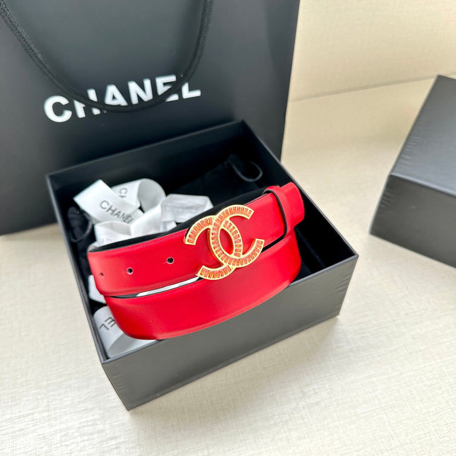 CHANEL 25S BELT 30 MM IN RED CALFSKIN 616970
