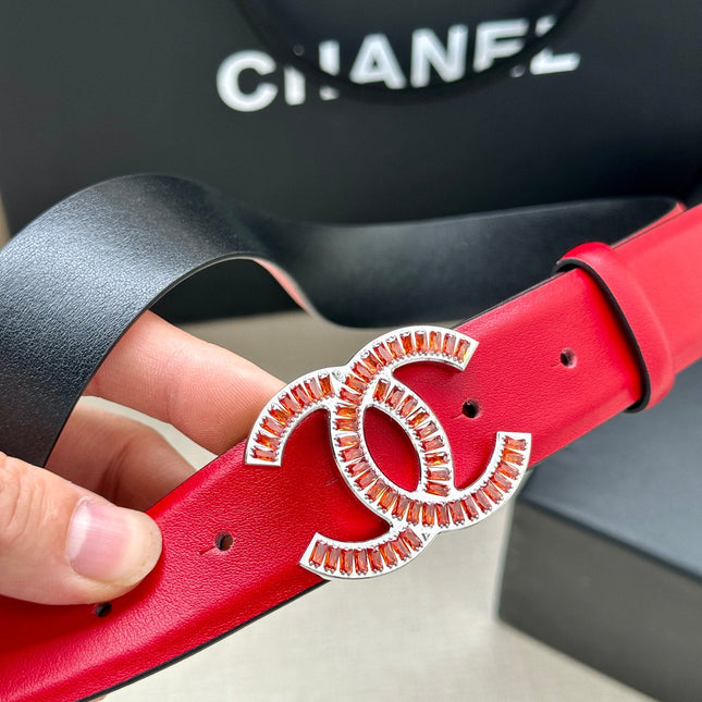 CHANEL 25S BELT 30 MM IN RED CALFSKIN 616970