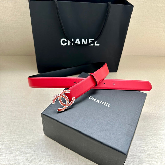 CHANEL 25S BELT 30 MM IN RED CALFSKIN 616970