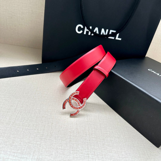 CHANEL 25S BELT 30 MM IN RED CALFSKIN 616970