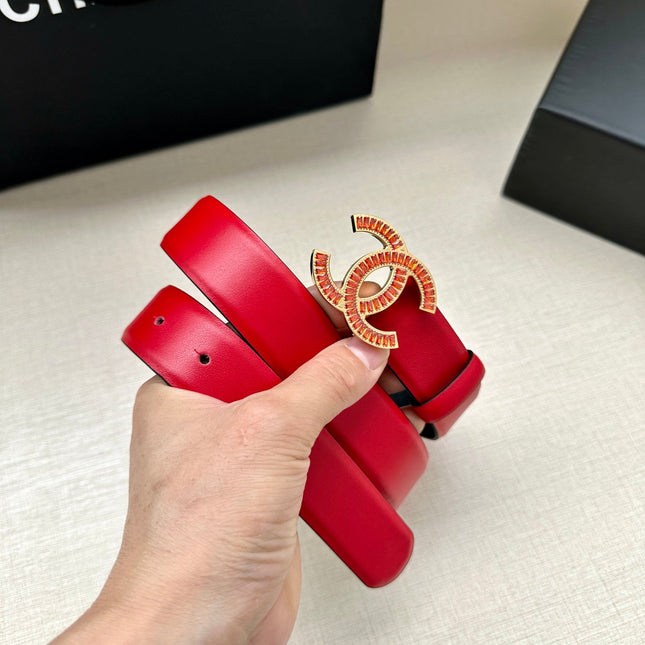 CHANEL 25S BELT 30 MM IN RED CALFSKIN 616970