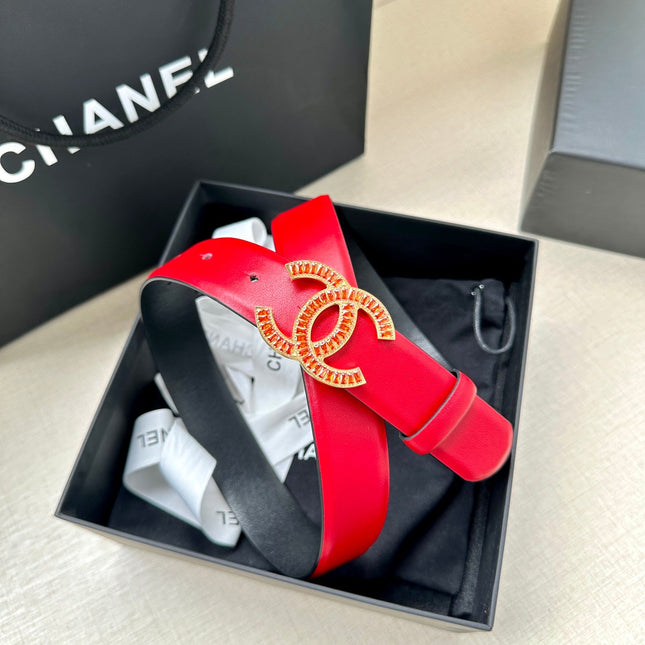 CHANEL 25S BELT 30 MM IN RED CALFSKIN 616970