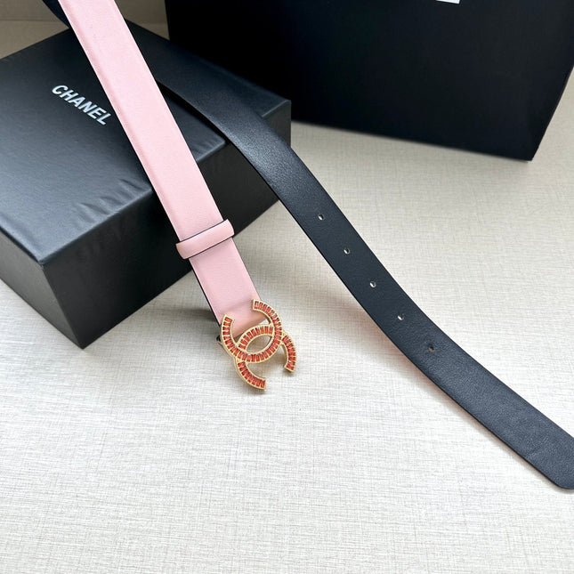 CHANEL 25S BELT 30 MM IN LIGHT PINK CALFSKIN 616971