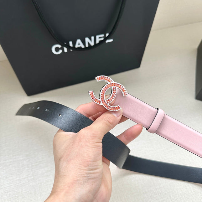 CHANEL 25S BELT 30 MM IN LIGHT PINK CALFSKIN 616971