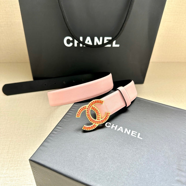 CHANEL 25S BELT 30 MM IN LIGHT PINK CALFSKIN 616971