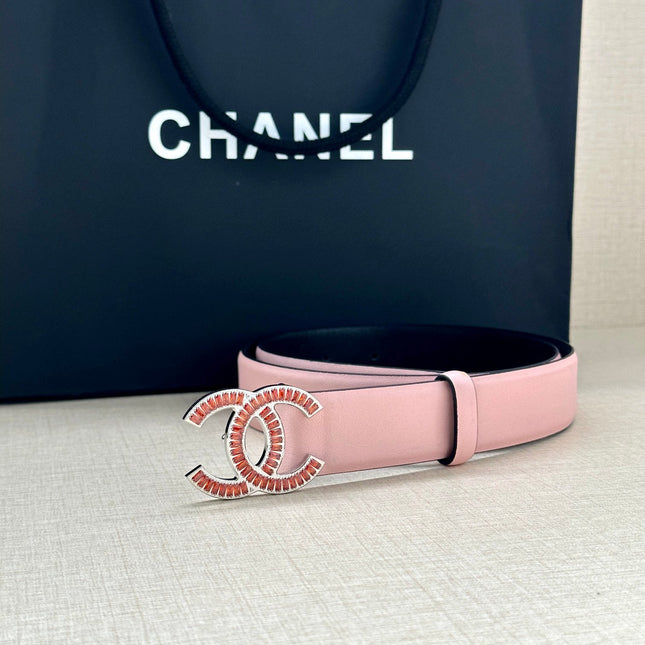 CHANEL 25S BELT 30 MM IN LIGHT PINK CALFSKIN 616971