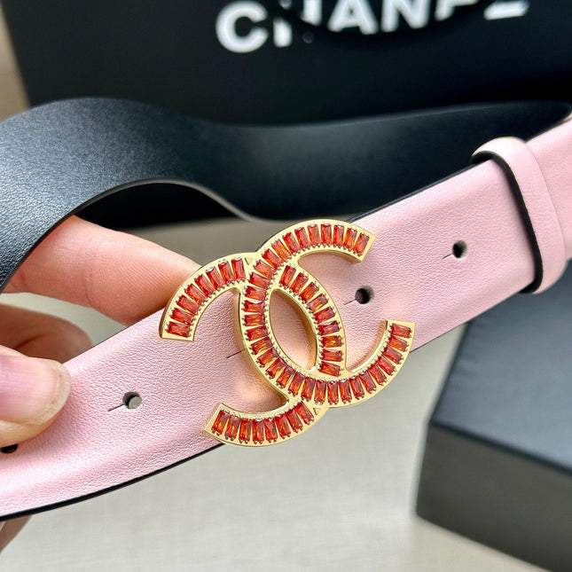 CHANEL 25S BELT 30 MM IN LIGHT PINK CALFSKIN 616971