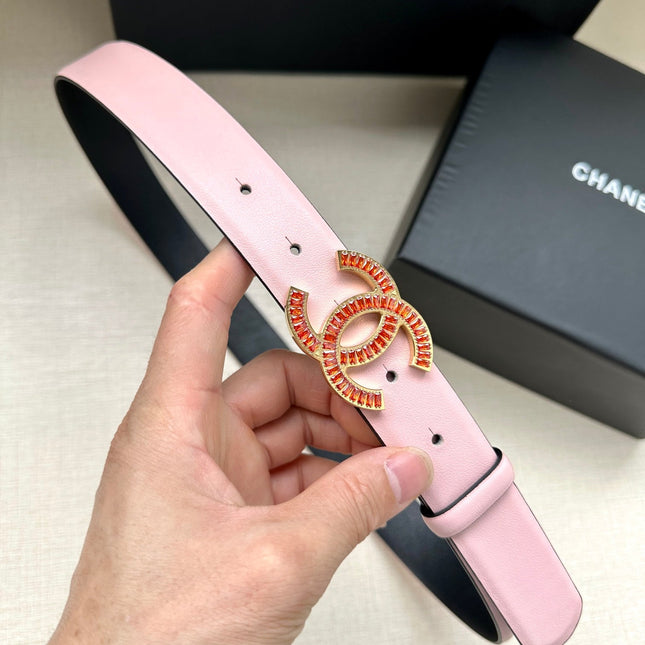 CHANEL 25S BELT 30 MM IN LIGHT PINK CALFSKIN 616971