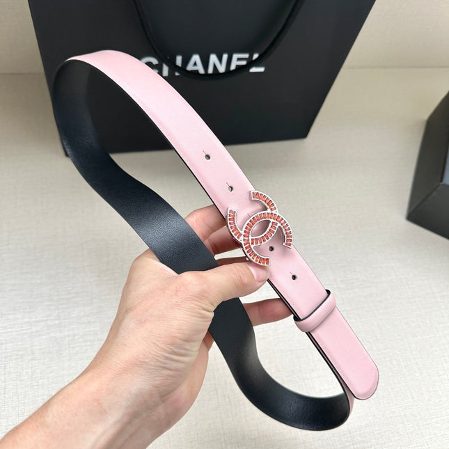 CHANEL 25S BELT 30 MM IN LIGHT PINK CALFSKIN 616971