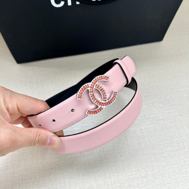 CHANEL 25S BELT 30 MM IN LIGHT PINK CALFSKIN 616971