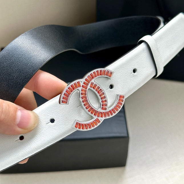 CHANEL 25S BELT 30 MM IN WHITE CALFSKIN 616972