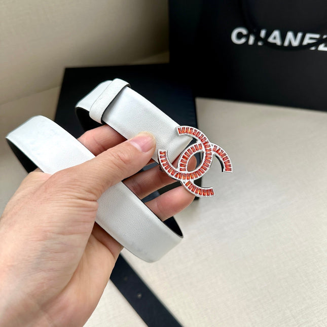 CHANEL 25S BELT 30 MM IN WHITE CALFSKIN 616972