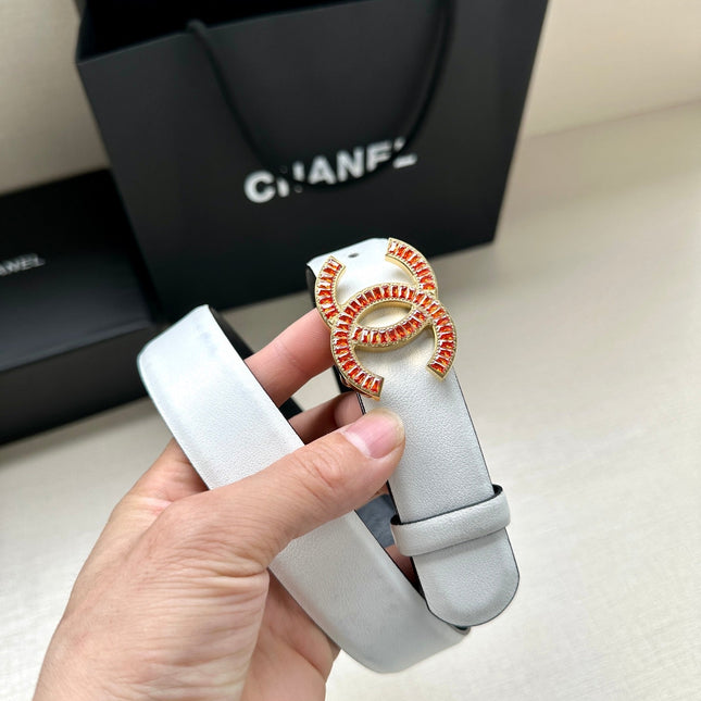 CHANEL 25S BELT 30 MM IN WHITE CALFSKIN 616972