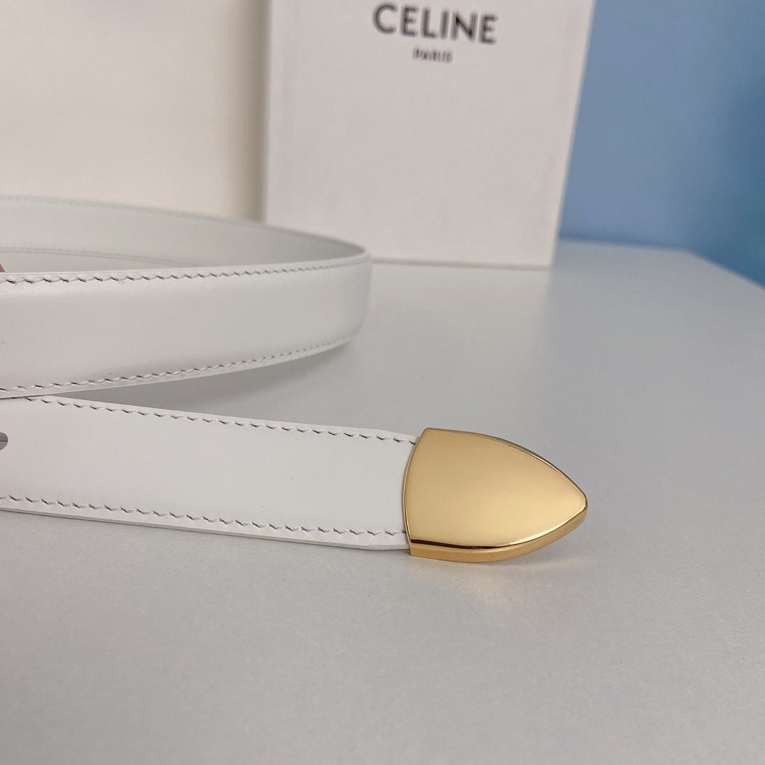 Medium Spike Belt 25mm White Calfskin Loop Gold Ghw