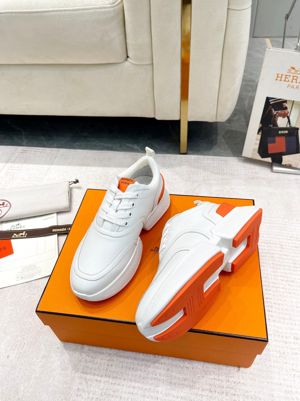 GIGA SNEAKER IN WHITE STITCHED MESH AND CALFSKIN