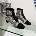 DIOR 25S NAUGHTILY-D ANKLE BOOTS 35 MM IN BLACK MESH TULLE AND SUEDE STYLE 3